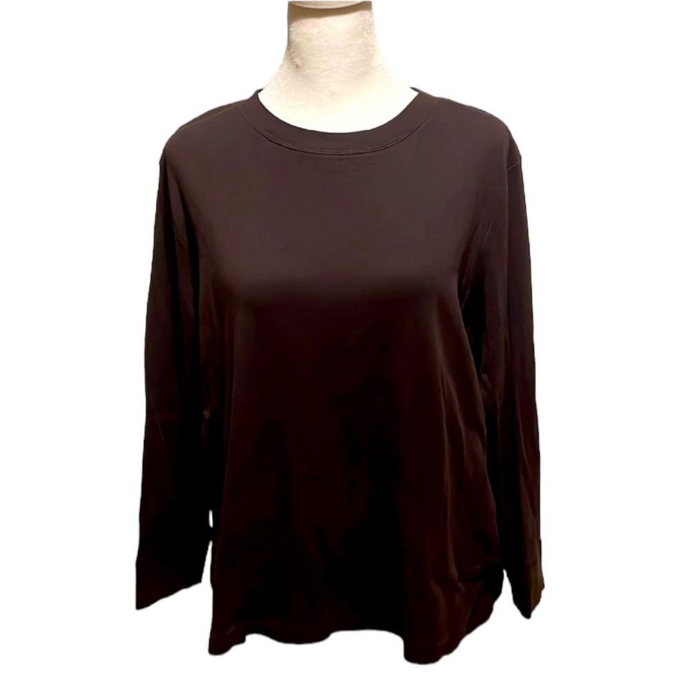 Talbots Cotton Crewneck L/S Tee in Dark Brown. Women’s Petite 1X. EUC